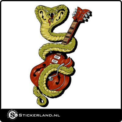 Gitaar met Cobra USA oldschool retrosticker