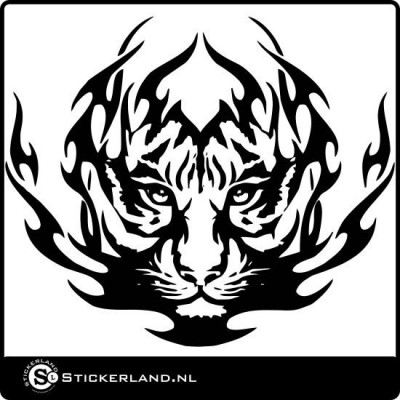 Tijger met vlammen XXL (ca. 48x40cm)