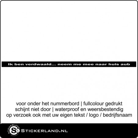 Auto-Kentekensticker Ik ben verdwaald