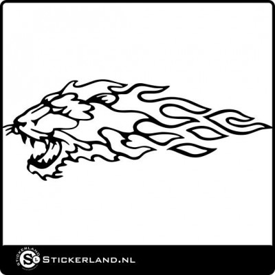 Vlammen sticker Leeuw