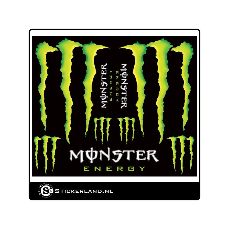 behalve voor Draaien Uitgaven Stickerset Monster Energy (28x25cm)