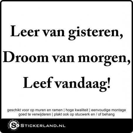 Leer van gisteren muursticker (86x45cm)