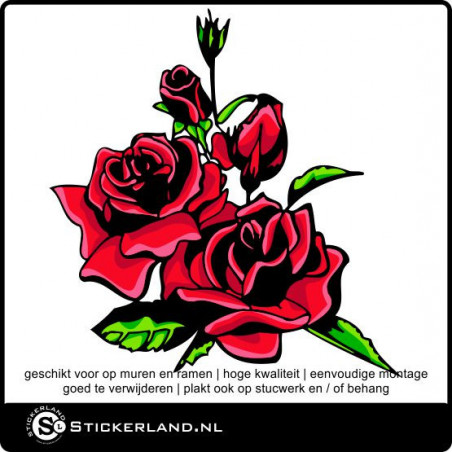 Boeket rozen decoratie sticker (60x62cm)