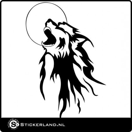 Huilende wolf sticker (30x45 cm)