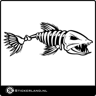 Vis skelet sticker 02