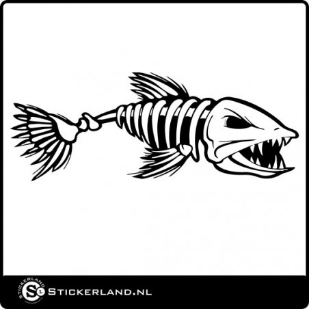 Vis skelet sticker 02