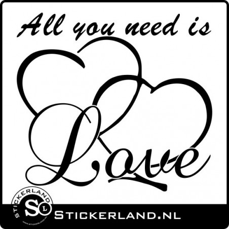 All you need is love muursticker (59x54cm)