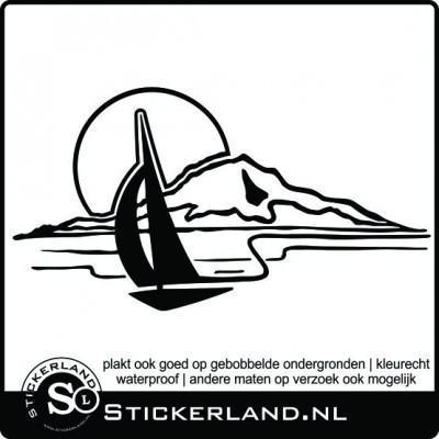 Zeilboot en berg decoratie sticker