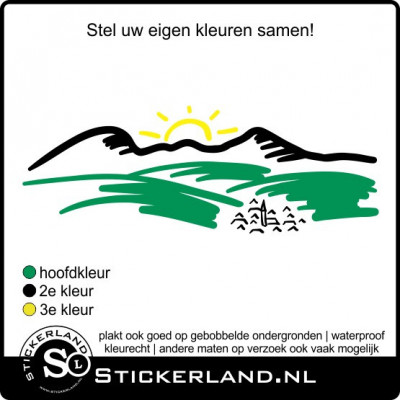 Dorp met zon kleuren decoratie sticker