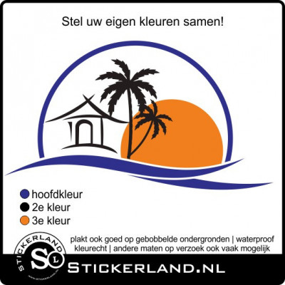 Palmboom in cirkel kleuren decoratie sticker