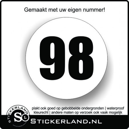 Rallynummer sticker met eigen nummer (30cm)