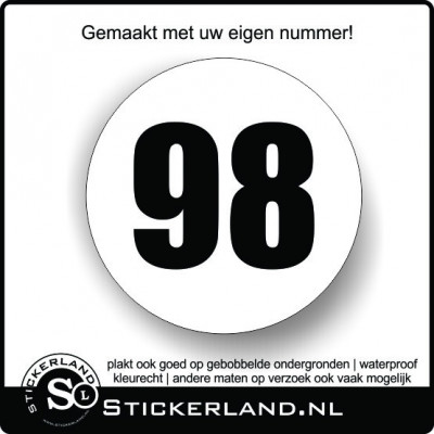 Rallynummer sticker met eigen nummer (40cm)