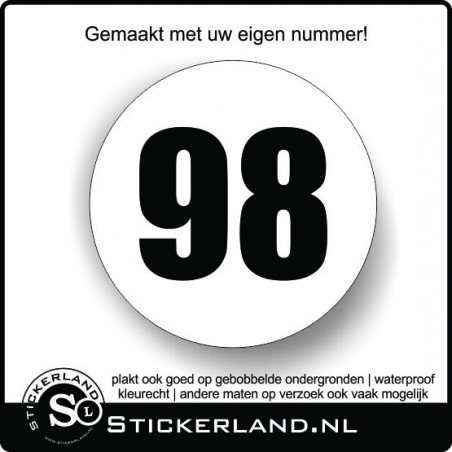 in de rij gaan staan tegenkomen Plantage Rallynummer sticker met eigen nummer (50cm)