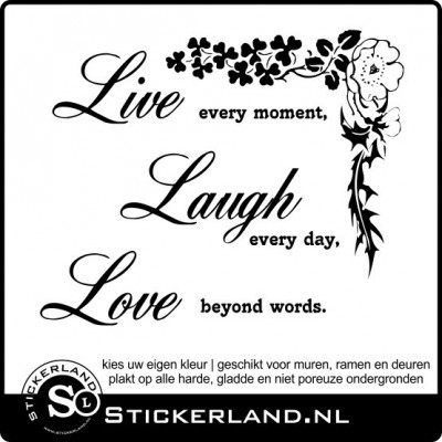 Live, love, laugh spreuk muur sticker (73x59cm)