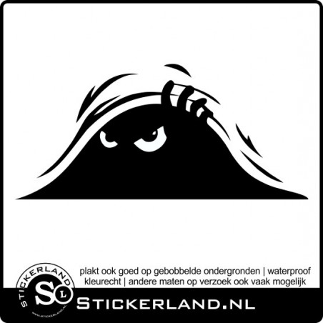 Peeking Monster sticker met witte ogen