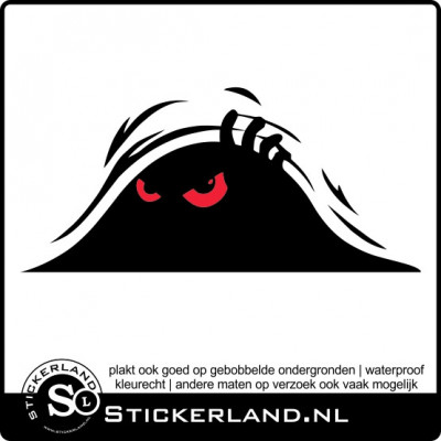 Peeking Monster sticker met rode ogen