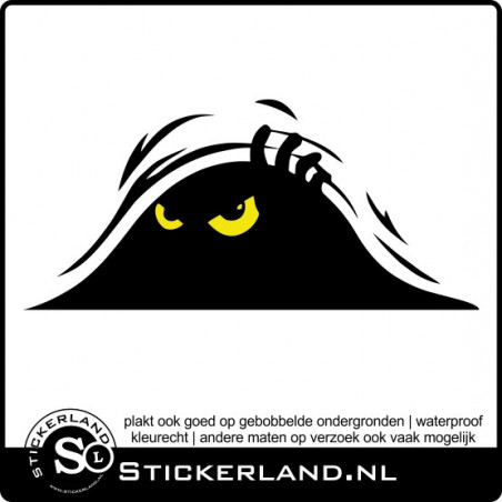 Peeking Monster sticker met gele ogen