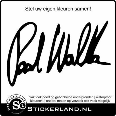 Paul Walker handtekening sticker
