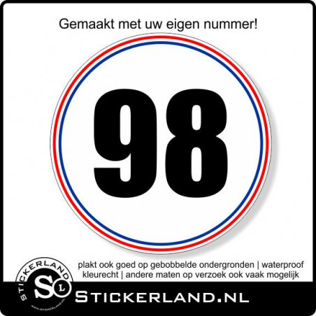 Rallynummer sticker Nederland en eigen nummer (30cm)