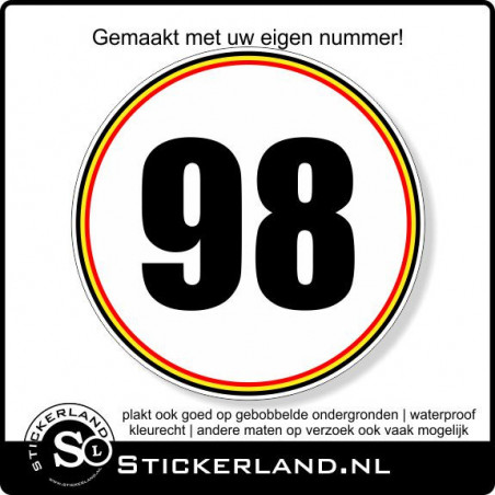 Rallynummer sticker Belgie en eigen nummer (40cm)