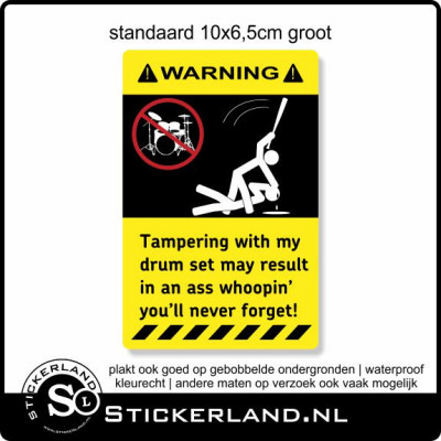 Warning - Waarschuwing sticker Drumstel (10x6.5cm)