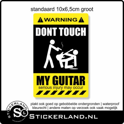 Warning - Waarschuwing sticker Gitaar (10x6.5cm)