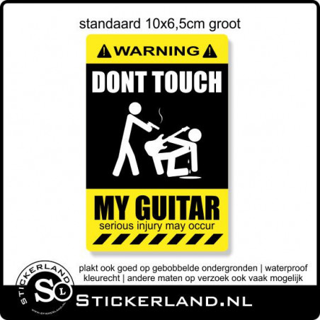 Warning - Waarschuwing sticker Gitaar (10x6.5cm)