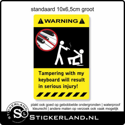 Warning - Waarschuwing sticker Keyboard (10x6.5cm)