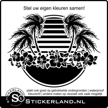 Palmbomen met aloha bloemen sticker (58x46cm) Palmbomen met aloha bloemen sticker (58x46cm)