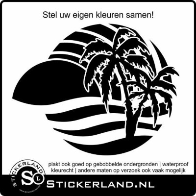 Palmbomen met stijlvolle zon sticker (58x46cm)
