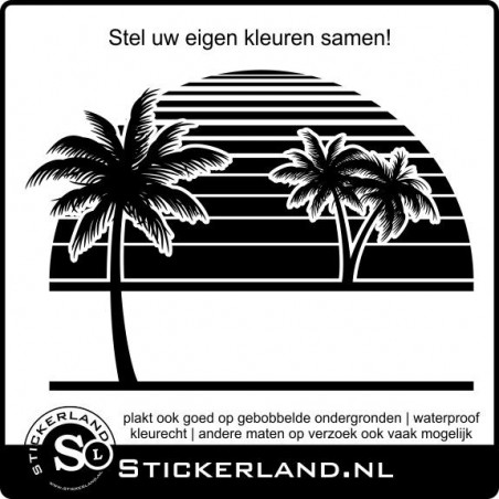 Palmbomen met zon ronde sticker (58x42cm)