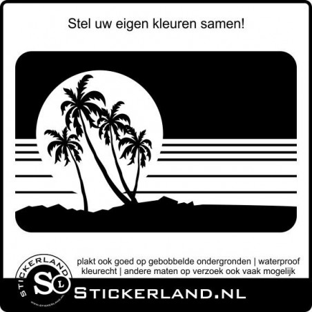 Palmbomen met zon rechthoekige sticker (58x38cm)