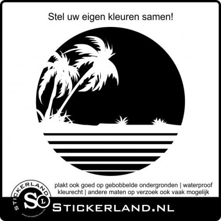 Palmbomen in ronde sticker (58x58cm)