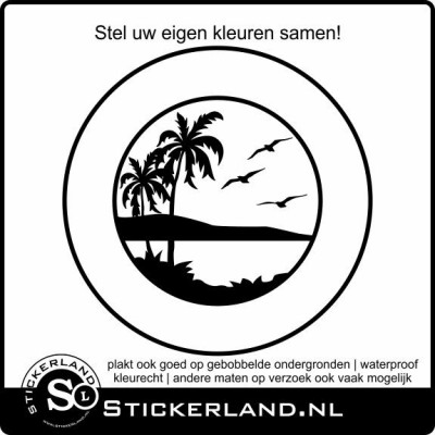 Palmbomen met meeuwen in ronde sticker (58x58cm)