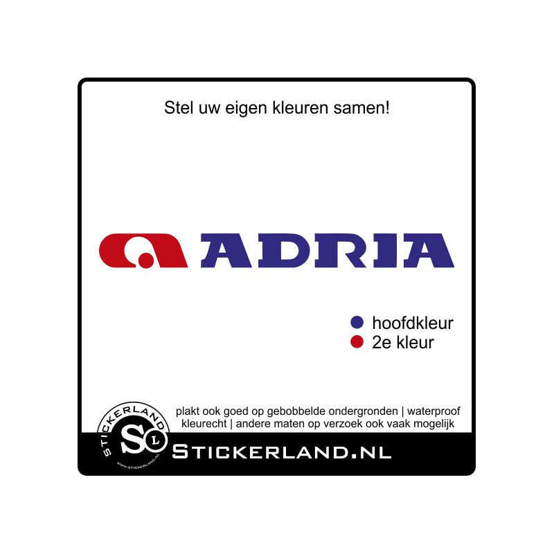 Adria nieuw caravan en camper sticker in kleur
