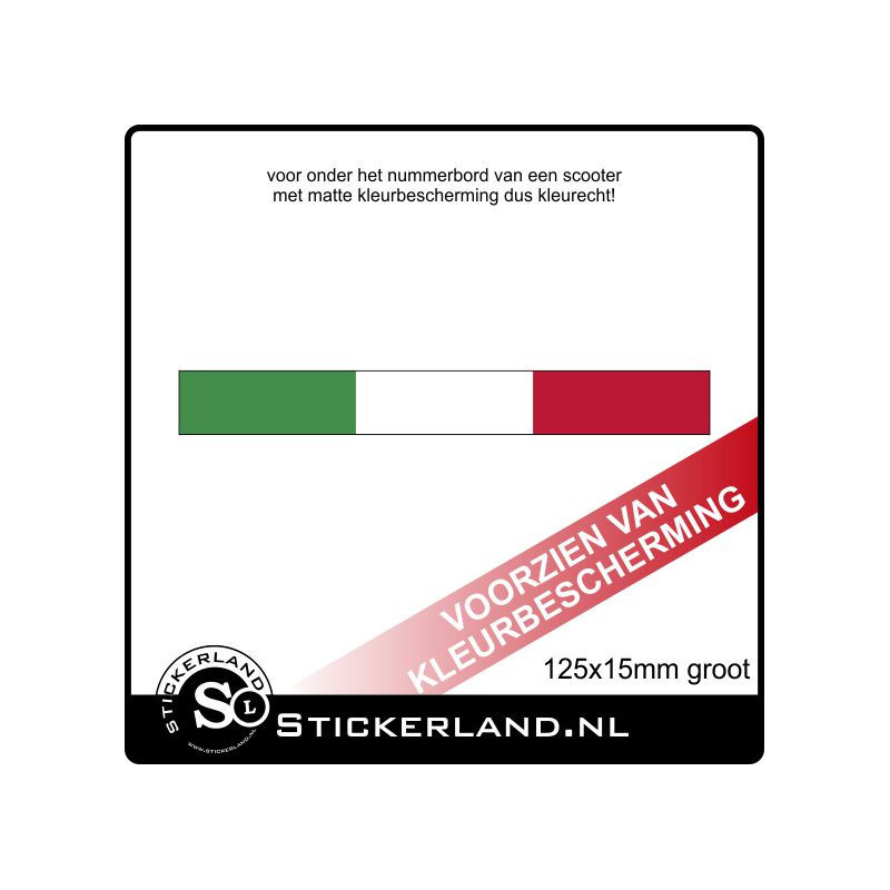 Kenteken sticker scooter 125x15mm Italiaanse vlag