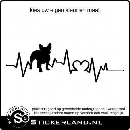 Hartslag sticker met hond - Franse Bulldog