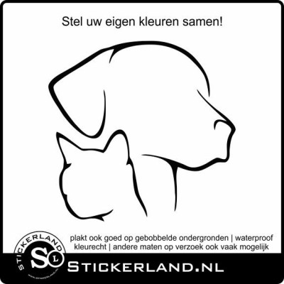 Hond met kat sticker