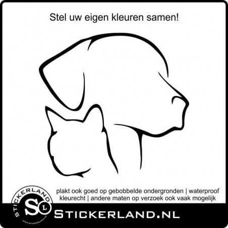 Hond met kat sticker