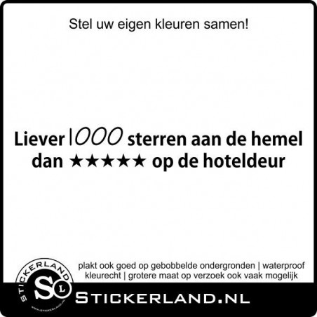 Sterren camper spreuk sticker (55x8.5cm)