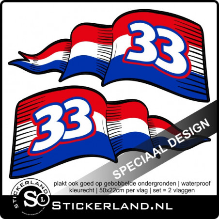 Vlag en wimpel set met nummer 33 (50x22cm)