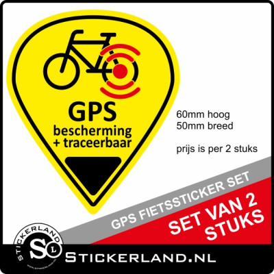 GPS Fietssticker set van 2 geel