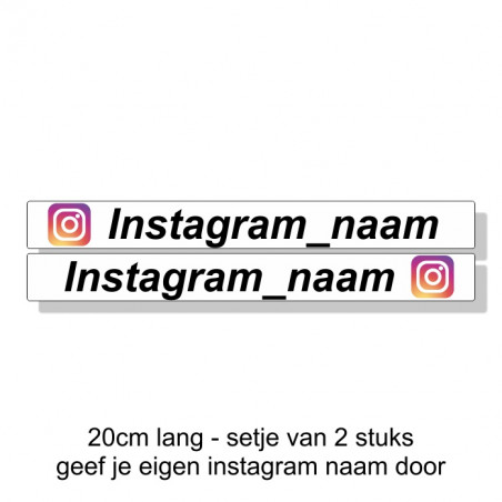 Instagram logo op wit met naam (set van 2 - 20x2cm)