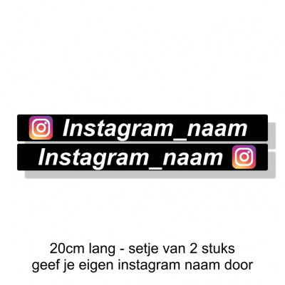 Instagram logo op zwart met naam (set van 2 - 20x2cm)