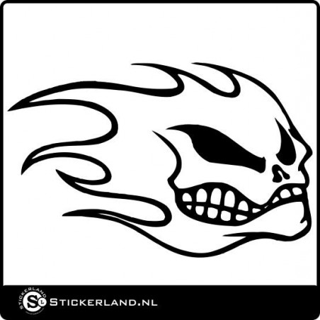Flaming skull sticker