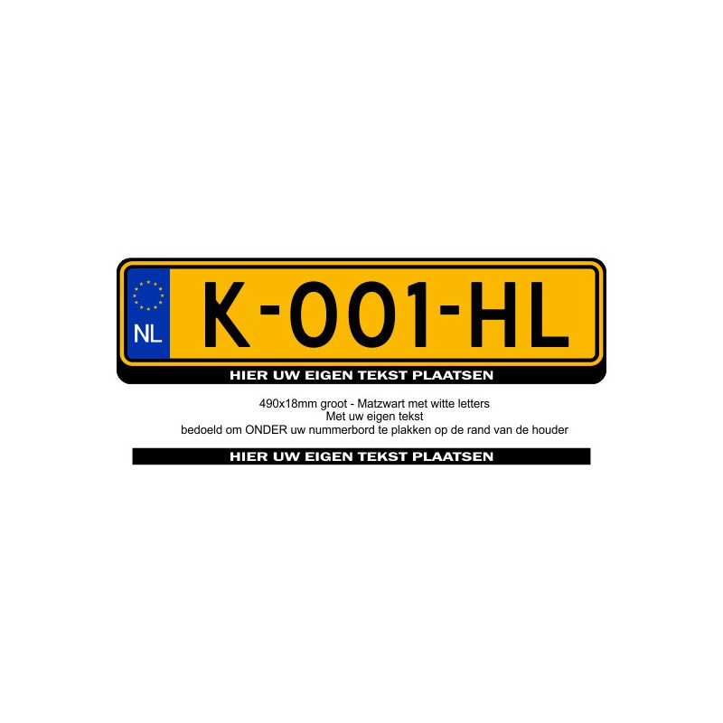 Bezem Taalkunde detectie Kenteken sticker Auto eigen tekst 490x18mm