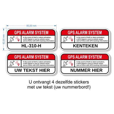 GPS Alarm Tracking sticker set met kenteken
