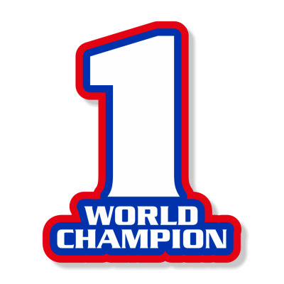 Nummer 1 World Champion sticker eigen maat