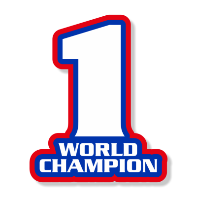 Nummer 1 World Champion sticker op 6x5cm