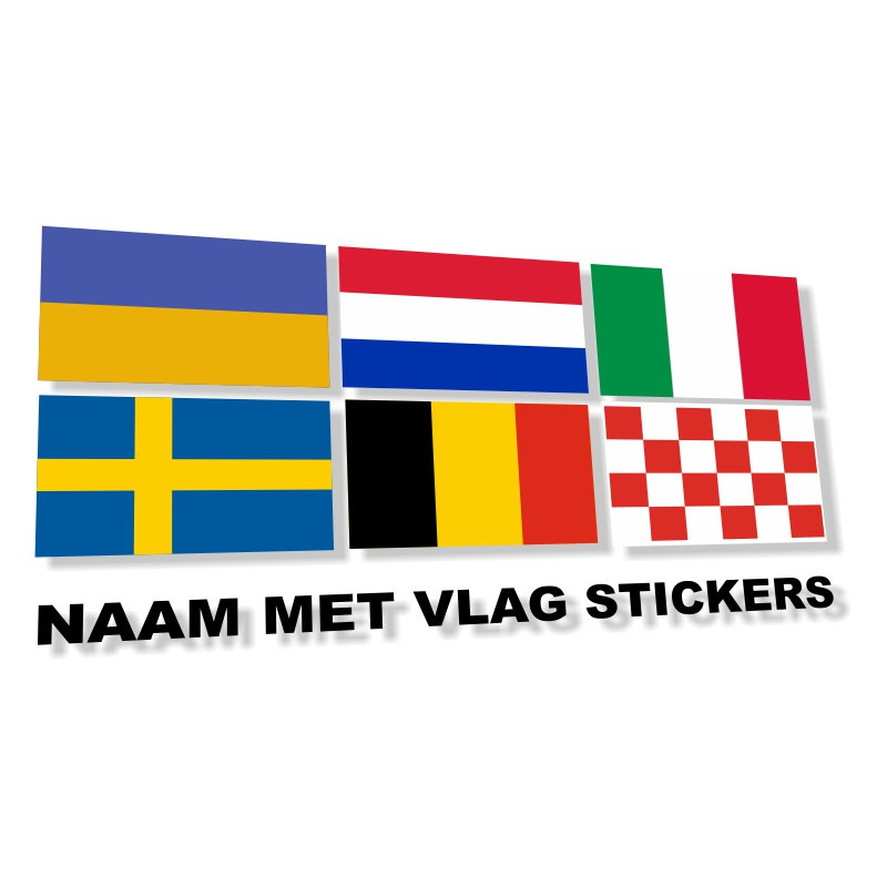 hoekpunt astronaut Bisschop Naam of tekst sticker met vlag (max 35x5cm)